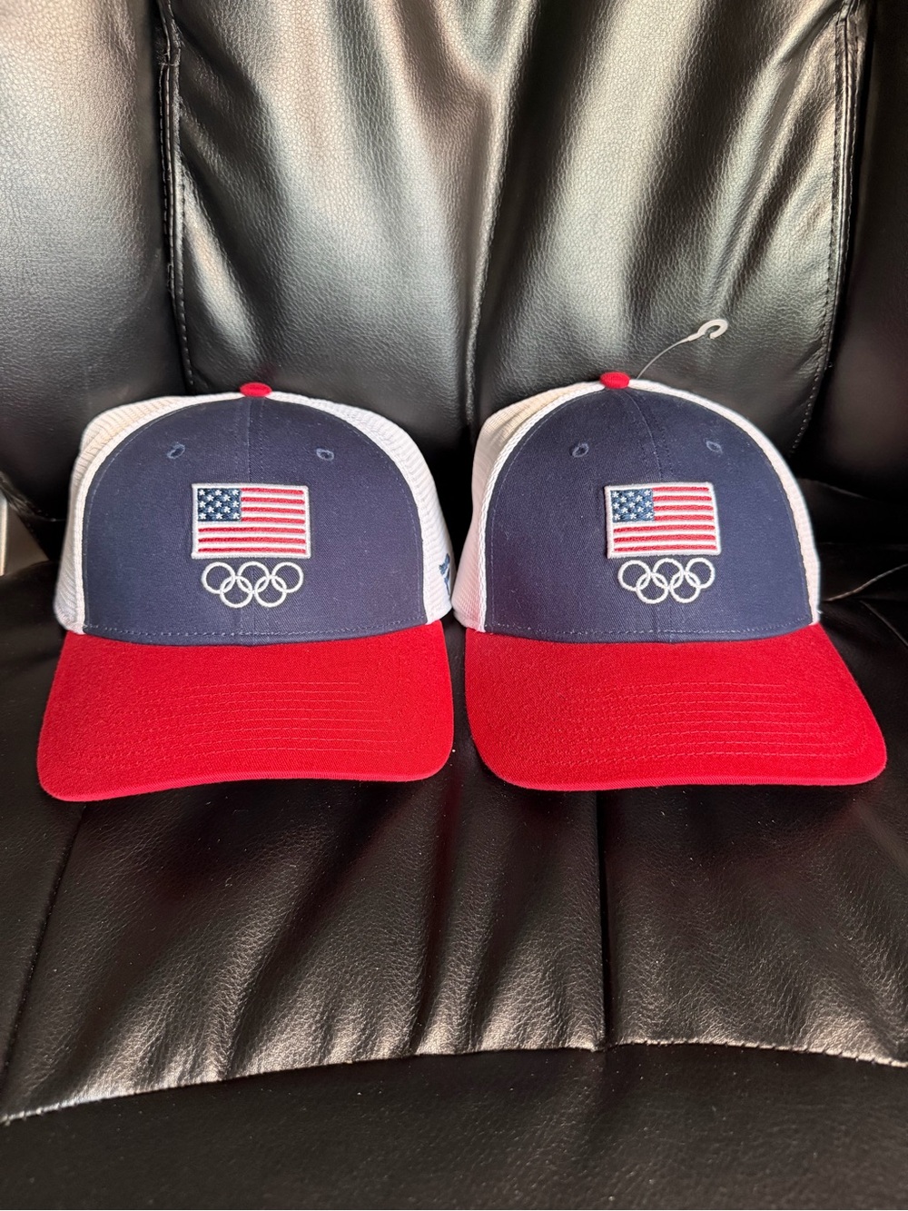 USA Olympic Tricolor Mesh-Back Baseball Cap - Red, Navy & White